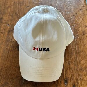 Under Armour White Cap with Red & Navy USA Logo